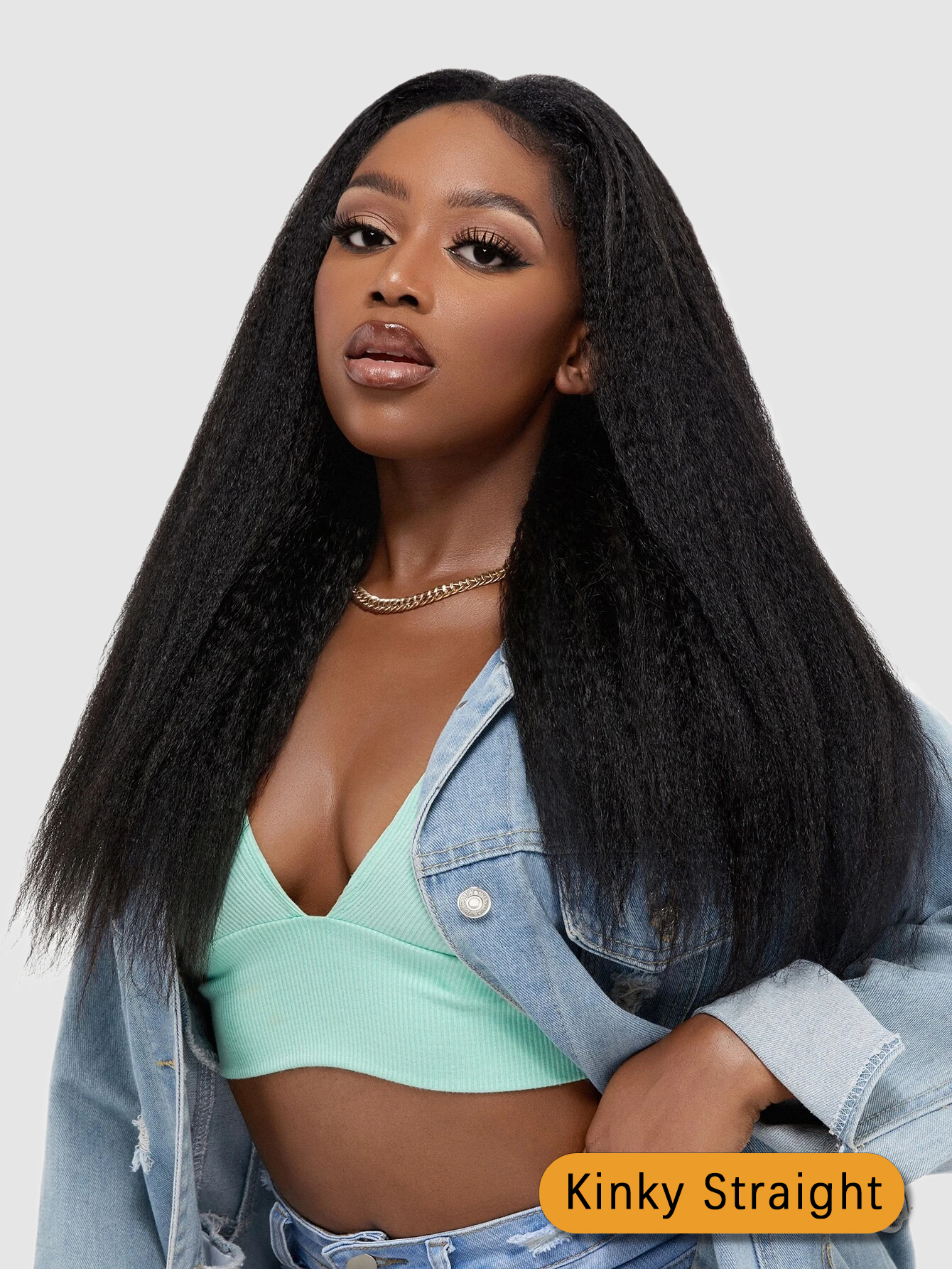 Kinky Straight human hair wig