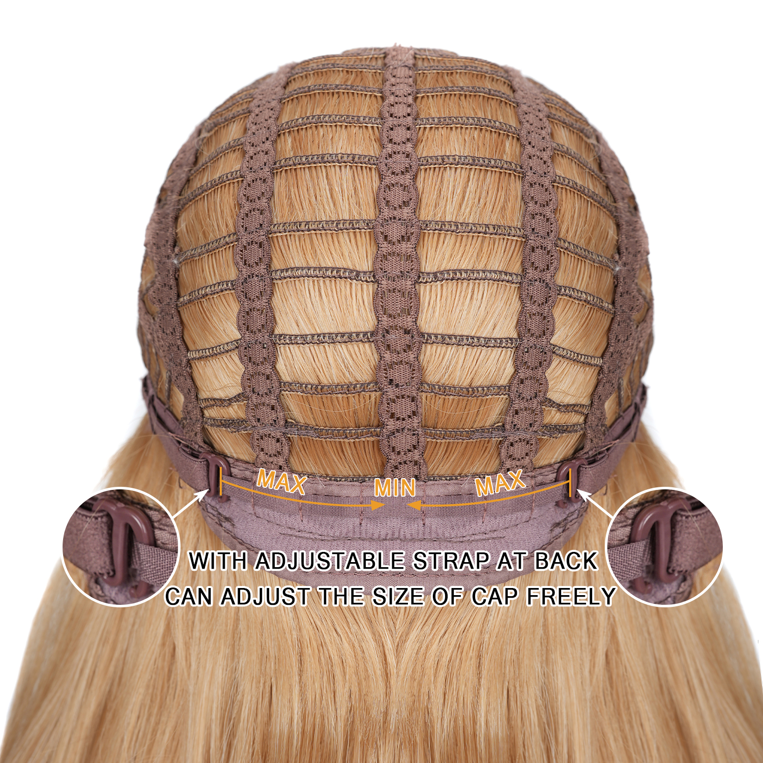 adjust the size of wig cap by strap