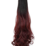 thick and fluffy ponytail gripping style synthetic fiber hair black & Voluminous Curled Wavy Wine Burgundy